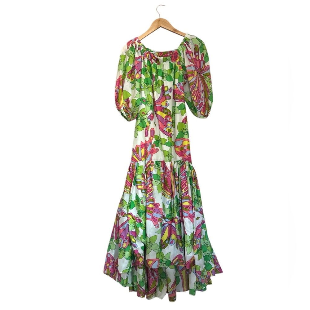 Trina Turk Off the Shoulder HighLow Floral Vibrant Multicolor Silk Dress Size S - Picture 2 of 14
